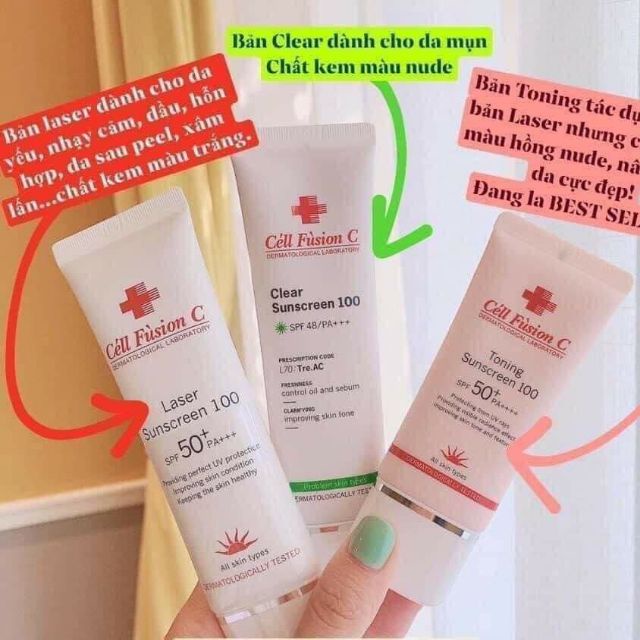 Kem chống nắng Cell Fusion C, kem chống nắng cho da dầu, nhạy cảm, khô, yếu, nâng tone