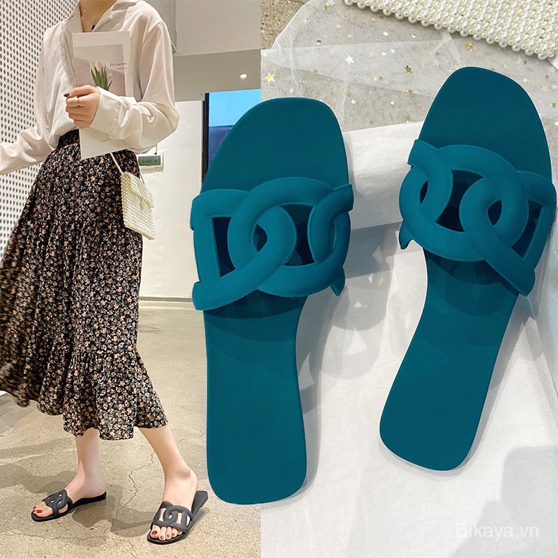 Slippers outside Wear Fruit Jelly Slipper Women's Summer Fashion Flat Bathroom A- line Beach Shoes