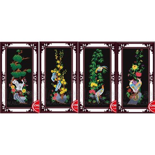 Tranh thêu chữ thập 3d Tùng mai trúc cúc < 53236 - 53237 - 53238 - 53239 > chưa thêu