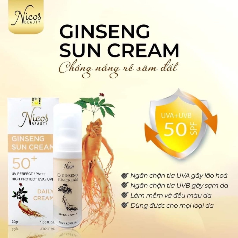 Kem Chống Nắng Rễ Sâm Đông Y Thanh Nhi Nicos Chính Hãng
