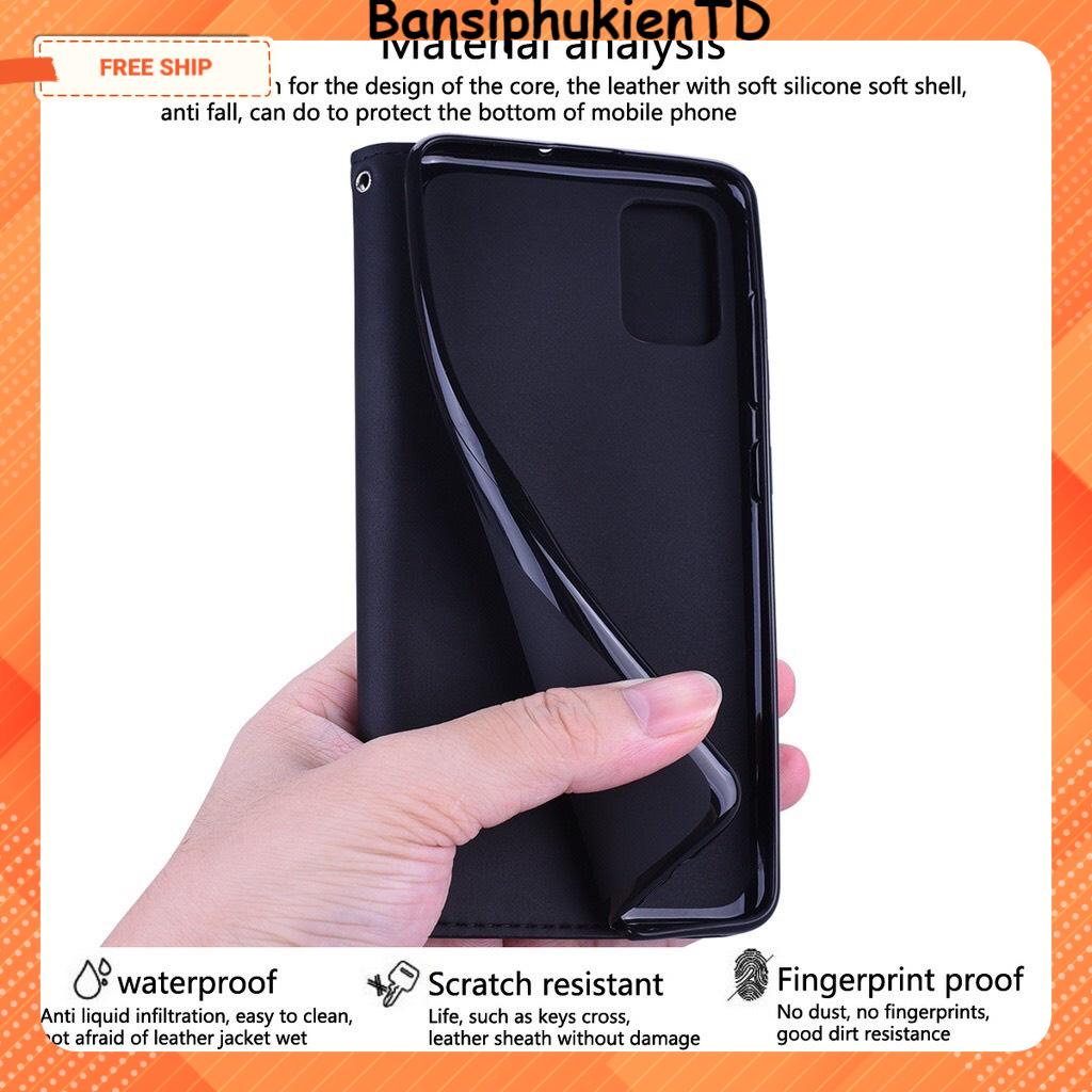 BAO DA SAMSUNG GALAXY A7 (2018) , MAY VIỀN CAO CẤP , NẮP GẬP KIÊM VÍ CÓ NGĂN ĐỂ THẺ