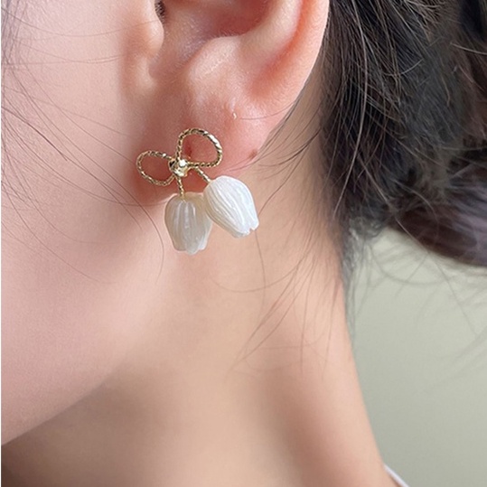 Bông Tai Mạ Bạc 925 Kiểu Hàn Quốc Sang Trọng Cho Nữ