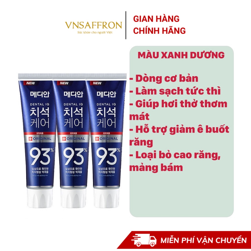 Kem Đánh Răng Hàn Quốc Median 93% 120g xanh dương  giúp làm sạch và giúp hơi thở thơm tho