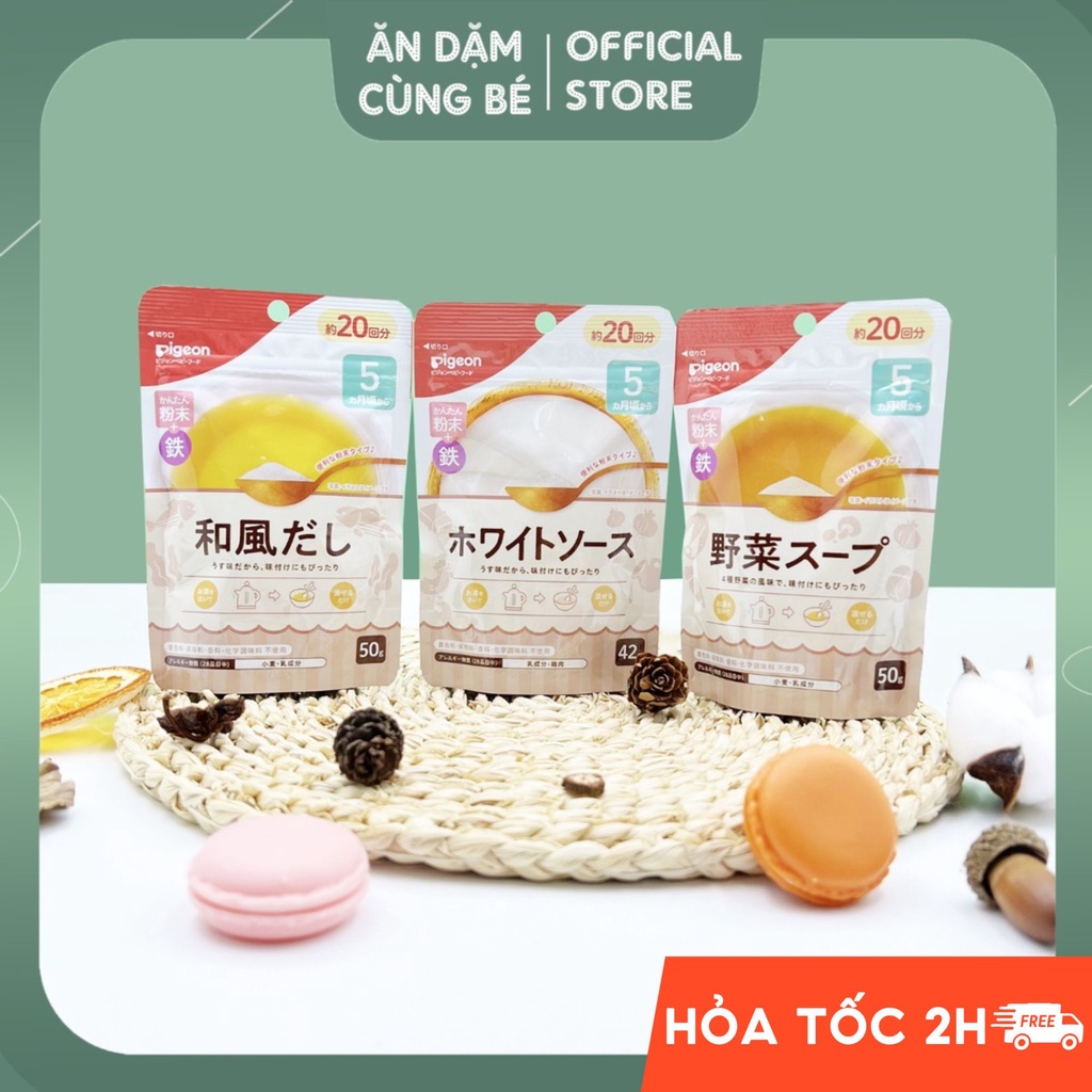 Hạt nêm gia vi ăn dặm cho bé từ 6 tháng tuổi bột dashi Pigeon pigoen nước dùng cô đặc cá bào rong biển 49025
