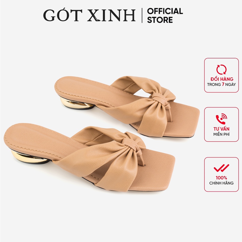 Dép cao gót nữ GÓT XINH D55 chất da nhám đế cao 2cm