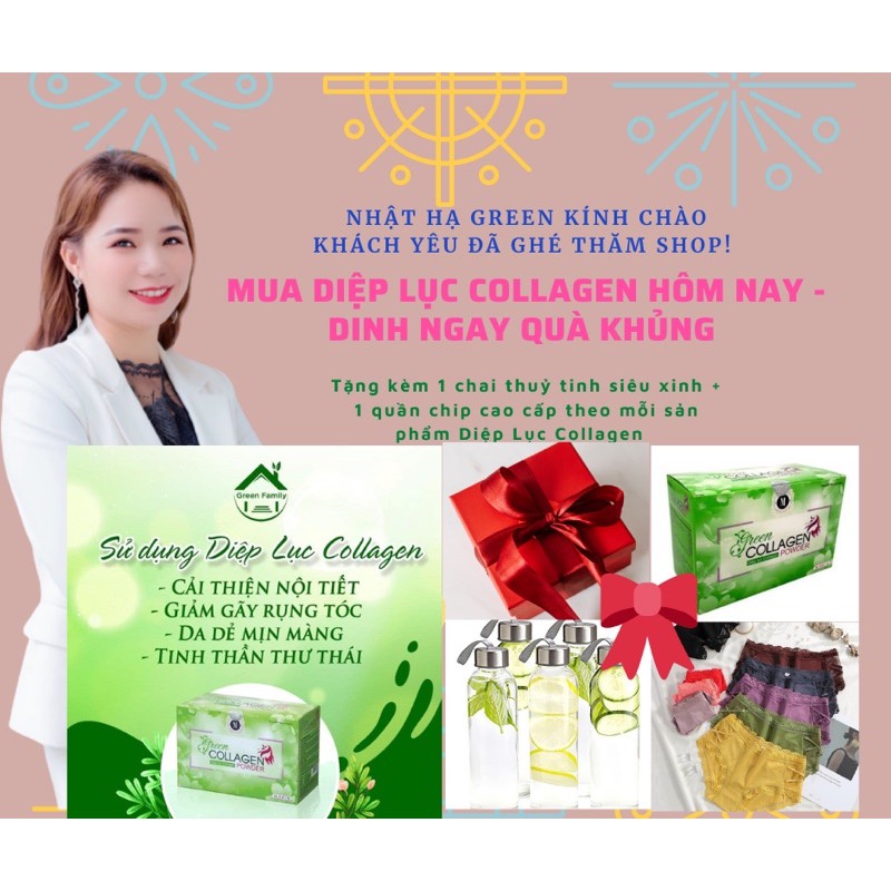 [CHÍNH HÃNG] Diệp Lục Collagen , nước  uống  đẹp  da, mờ nám, mụn, cân bằng  nội tiết tố( có quà tặng kèm)