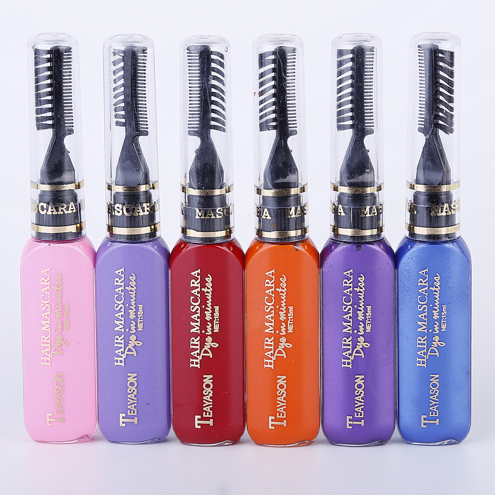 TEAYASON Bột màu tạm thời Thuốc nhuộm tóc Mascara không độc hại Công cụ tự làm Dụng cụ nhuộm tóc dùng một lần Kem nhuộm màu Mascara Công dụng kép