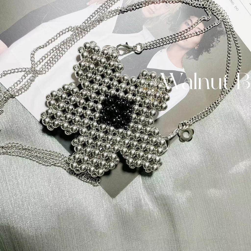 Dây Đeo Túi Xách Hai Lớp Đính Hạt Thủ Công Hình Hoa