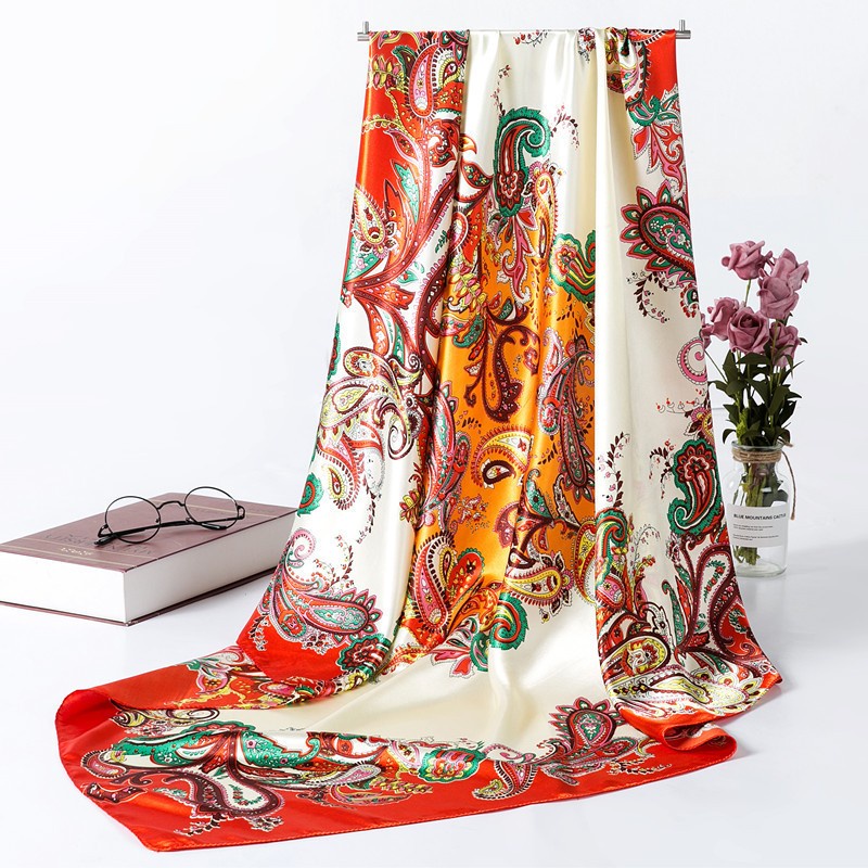 Khăn Choàng Vuông 90cm Vải Satin Thời Trang Cho Nữ WJ1001-27
