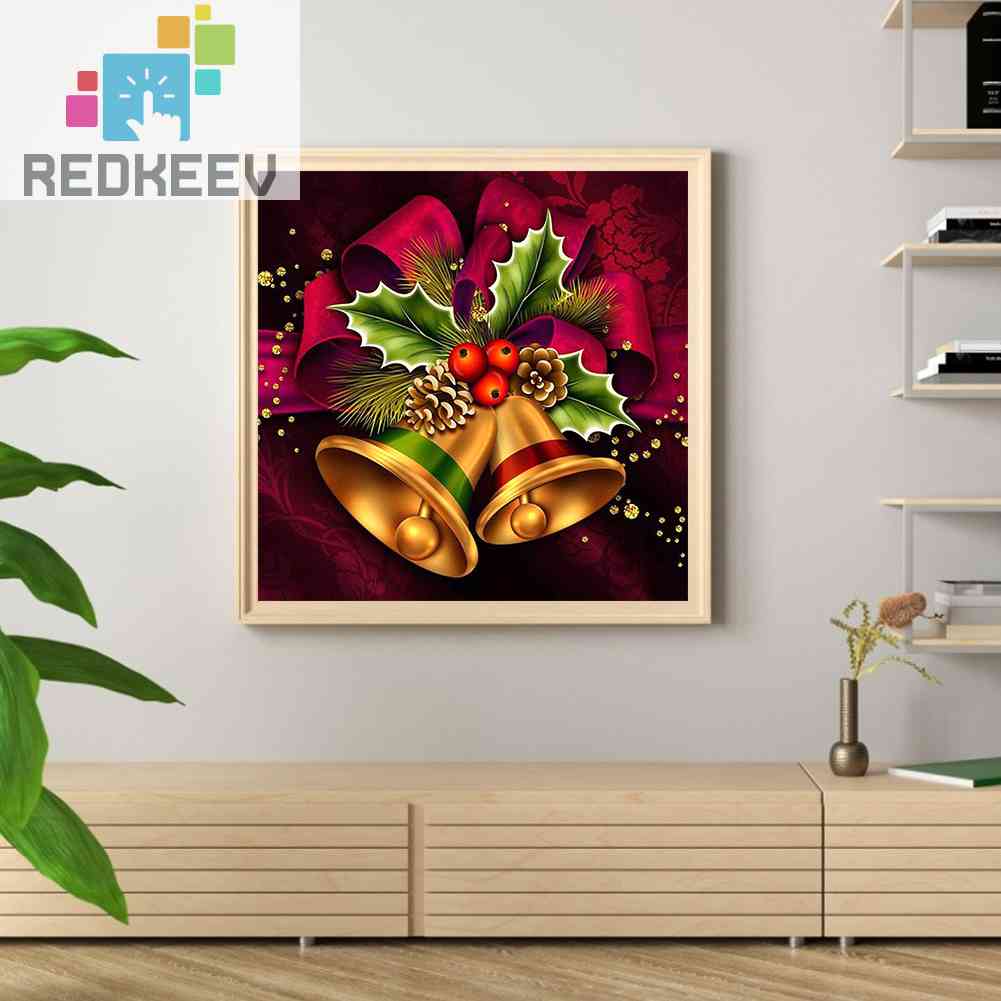 Tranh Đính Đá Kim Cương Toàn Bộ 5D DIY Hình Chuông Giáng Sinh 5D