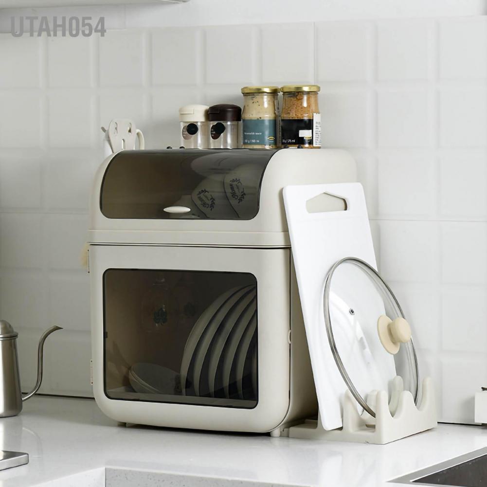 [Hàng Sẵn] Kệ úp bát chén nhựa có nắp đậy - Tủ đựng bát đĩa Chống bụi thoát nước cho gia đình【Utah054】