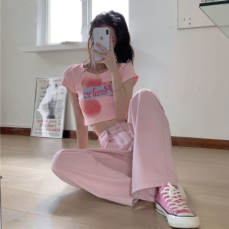 Quần jean IELGY ống rộng phong cách Hàn Quốc trẻ trung thời trang