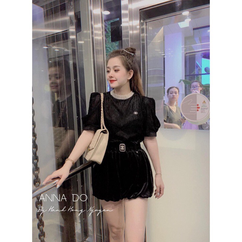QUẦN SHORTS ĐEN NHUNG C.N