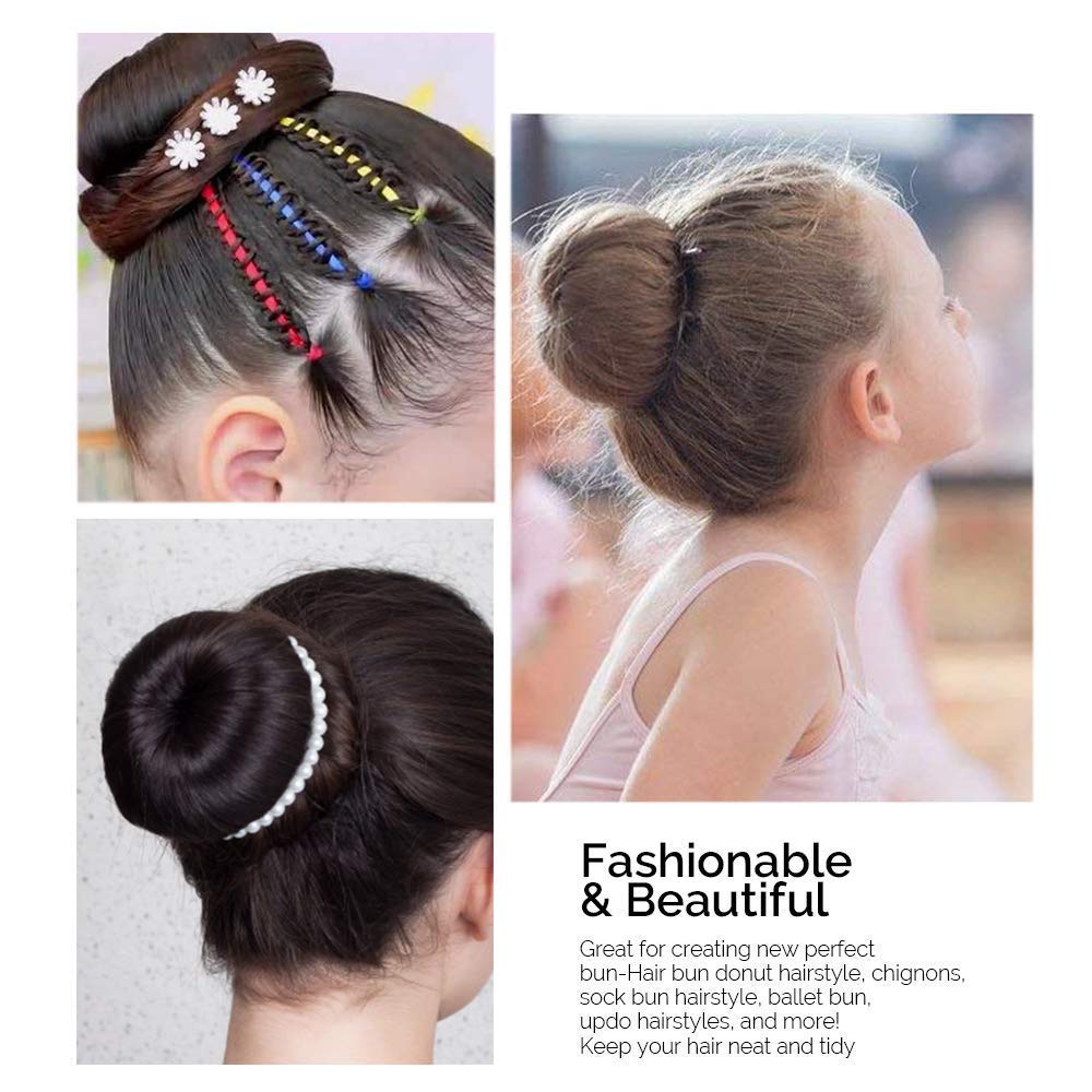 Dụng cụ tạo kiểu tóc búi hình bánh donut cỡ nhỏ vừa lớn màu đen cà phê/nâu nhiều màu tùy chọn cho nữ