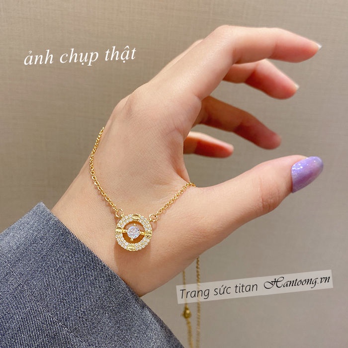 Vòng cổ titan nữ không gỉ mặt tròn đính đá đơn giản phong cách ins hàn quốc nhẹ nhàng thanh lịch mẫu mới