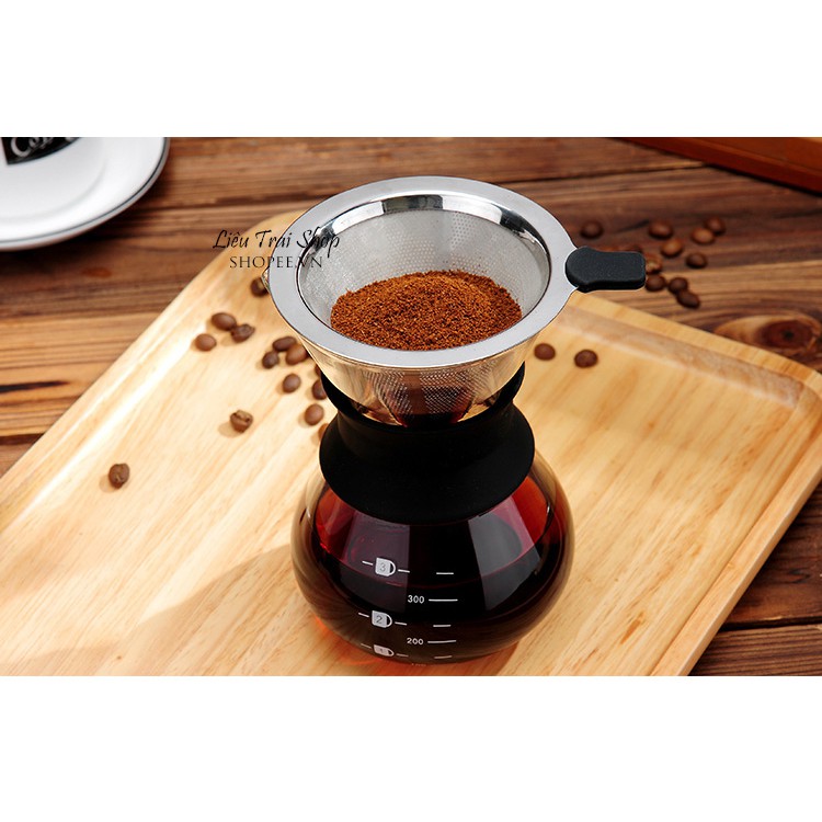 Bình pha cà phê cafe Chemex 400ml và lưới lọc Inox  pour over  drip