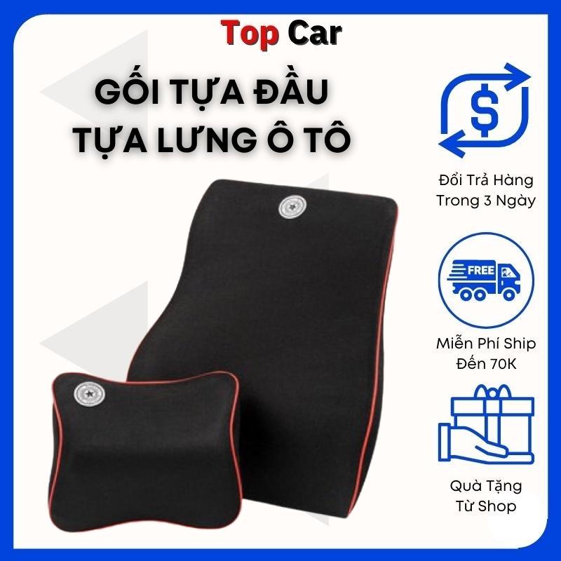 Gối Tựa Lưng - Gối Tựa Đầu Ô Tô - Chất Liệu Cao Su Non Bọc Nỉ Cao Cấp