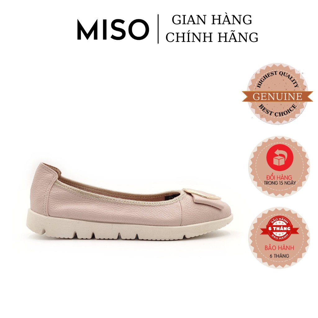 Giày búp bê nữ mũi tròn basic da thật êm mềm phối khoá độc đáo đi làm đi chơi MISO M020