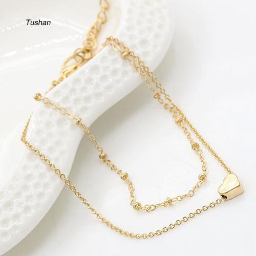 Lắc chân xi mạ hai lớp mặt hình trái tim dễ thương thời trang | BigBuy360 - bigbuy360.vn