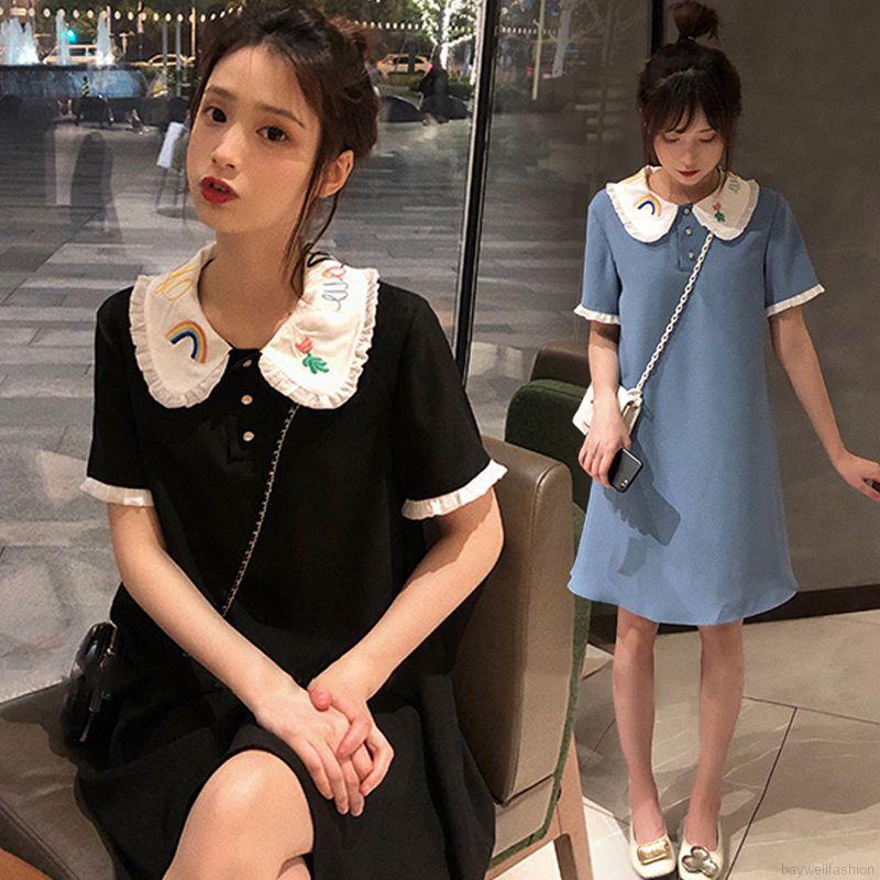 [Baywellfashion]Embroidered Doll Collar  Loose Small Fresh Dress