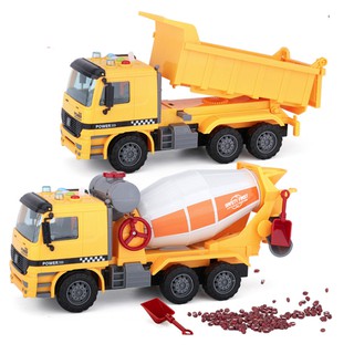 Đồ chơi trẻ em mô hình xe chở bê tông, xe tải tỉ lệ 1:16 xe chạy đà có âm thanh và đèn