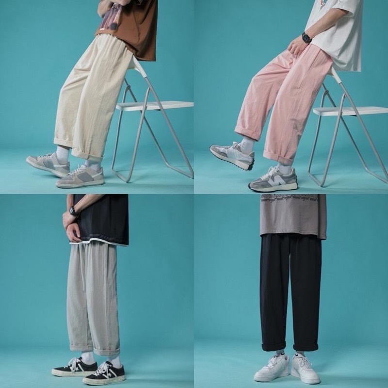 Quần baggy nam nữFREESHIPQuần baggy Nam nữ, ống rộng siêu dễ chịu-Bốn màu Đen Be Ghi Hồng 3 Size M L XL