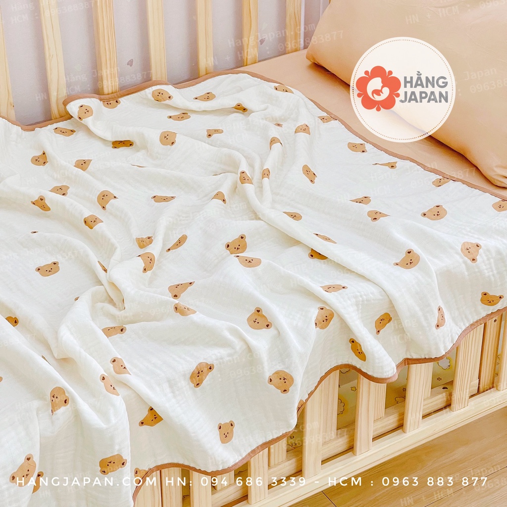 Chăn xô hè sợi tre Dottodot Malolotte in/thêu hoạ tiết cho bé Hàn Quốc