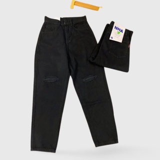Quần jeans baggy đen rách hai đầu gối MS801