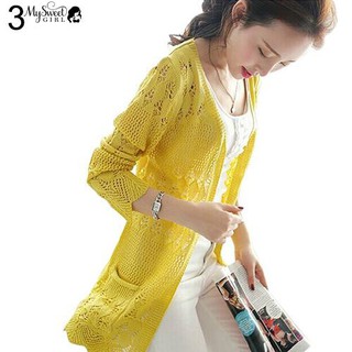 Áo khoác đan len nữ dáng dài
