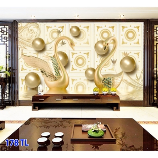 Tranh Dán Tường 3D/ Tranh Phòng Ngủ/Đôi Uyên Ương Ngọc, 8TL