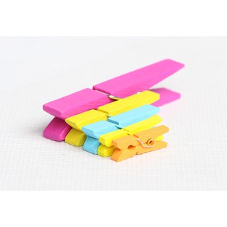 Kẹp gỗ nhiều màu 3cm (bộ 12 chiếc)