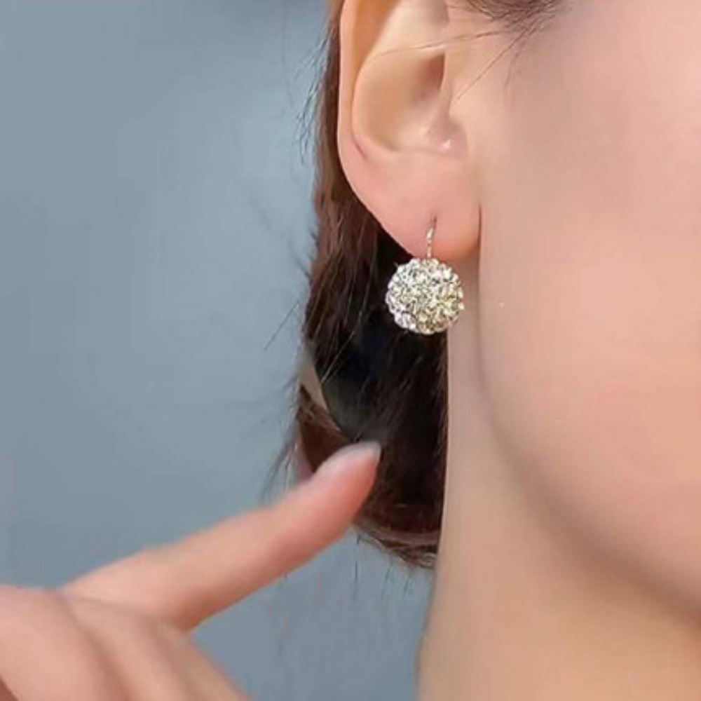 Bông Tai Tròn Mỏng Nhẹ Đính Kim Cương Giả Sang Trọng Cho Nữ