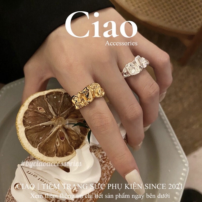 [HOẢ TỐC 1H] Nhẫn mạ bạc S925 thiết kế nhúng mới lạ phong cách trendy tinh tế Matthew Ciao