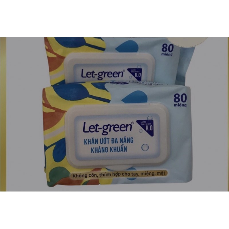 khăn ướt kháng khuẩn Letgreen 80 miếng/hộp