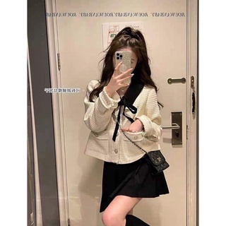 Áo dạ 2 lớp cổ nơ rời