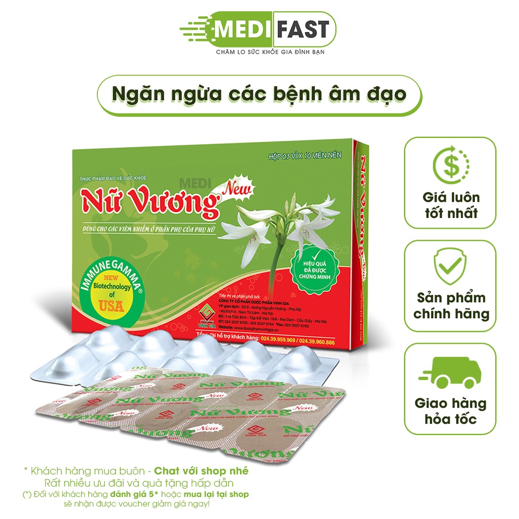 Nữ Vương New ngăn ngừa các bệnh phụ khoa - giảm u sơ - Hộp 30 viên Có Tem tích điểm