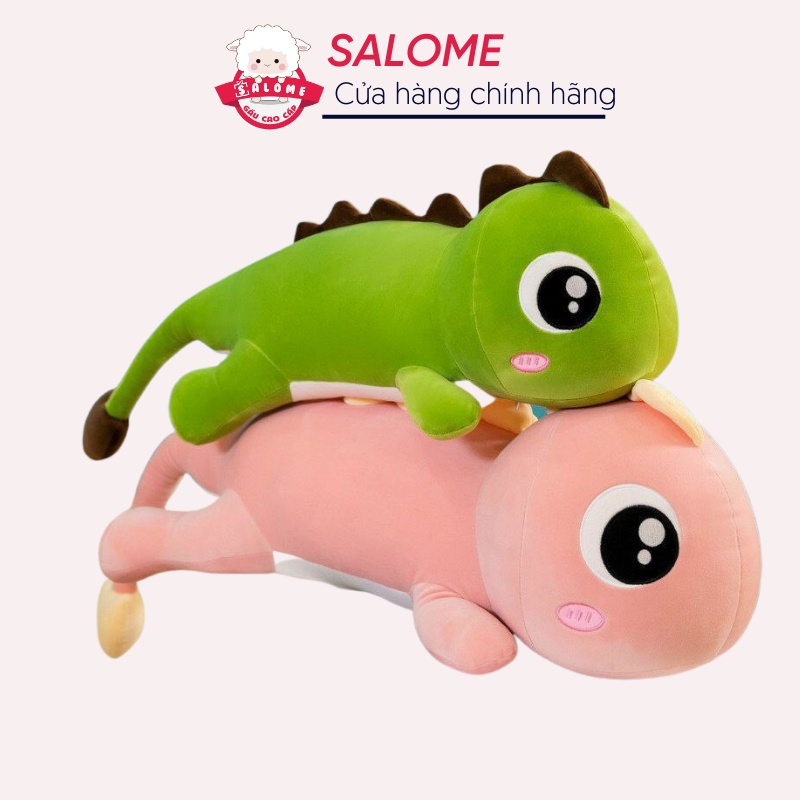 Gấu Bông Khủng Long Đuôi Tim SALOME Có Size 2m, Thú Thằn Lằn Mắt Lồi Khổng Lồ Vải Miniso