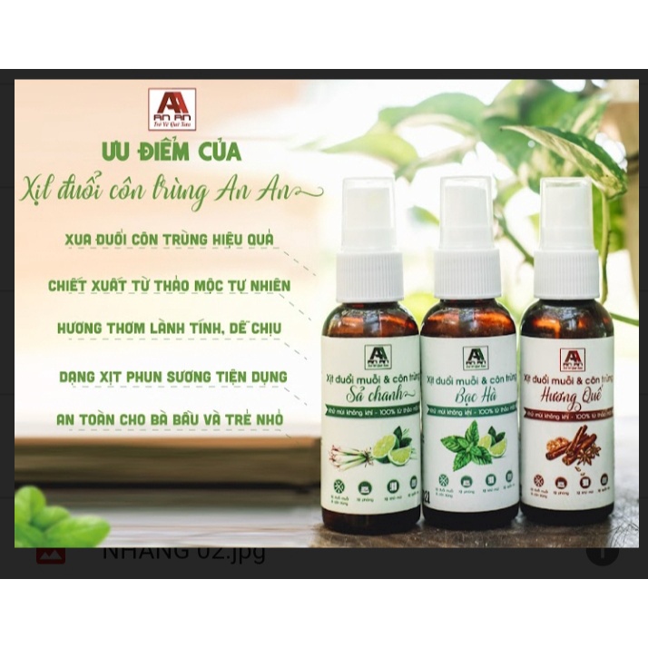 XỊT DUỔI MUỖI CÔN TRÙNG KHÔNG SỬ DỤNG HÓA CHẤT CHAI 50ML
