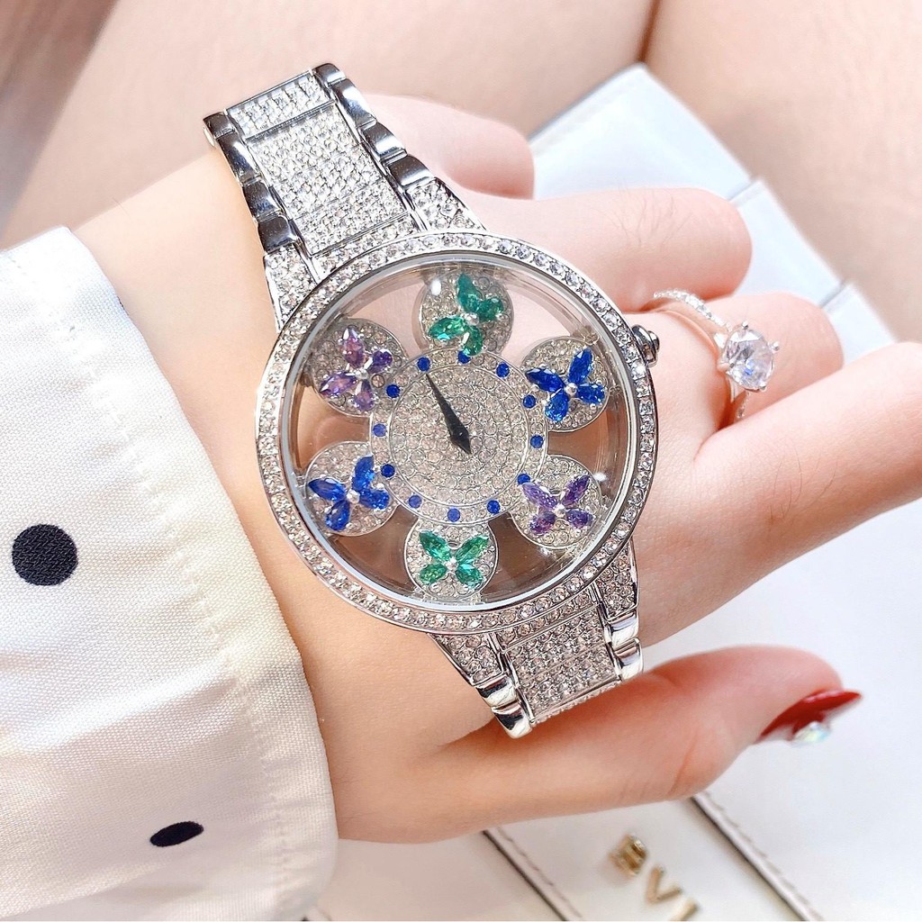 Đồng Hồ Davena Nữ Mặt Hoa Xoay D61505 37mm Silver Chính Hãng