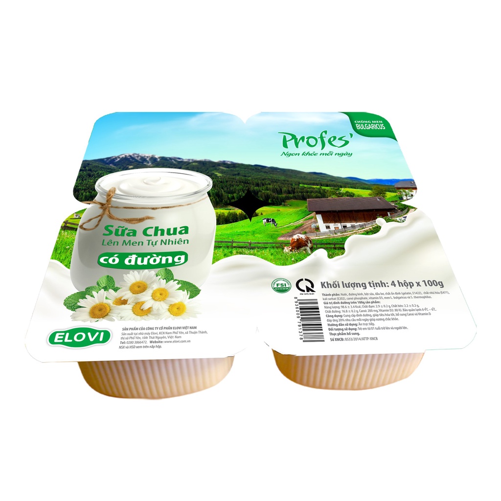 Sữa chua ăn Elovi có đường Profes' - Thùng 48 hộp