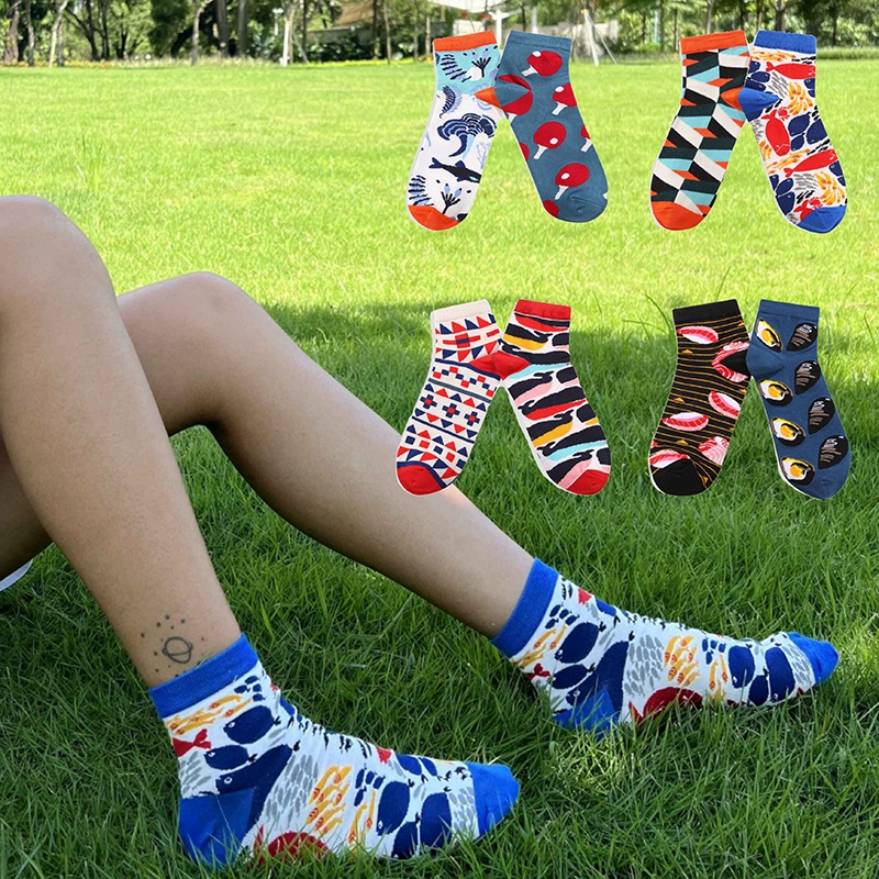 Take Talk Vớ Ngắn In Họa Tiết Động Vật Hoạt Hình Vui Nhộn Nhiều Màu Sắc Thoải Mái Kích Thước (35-40)