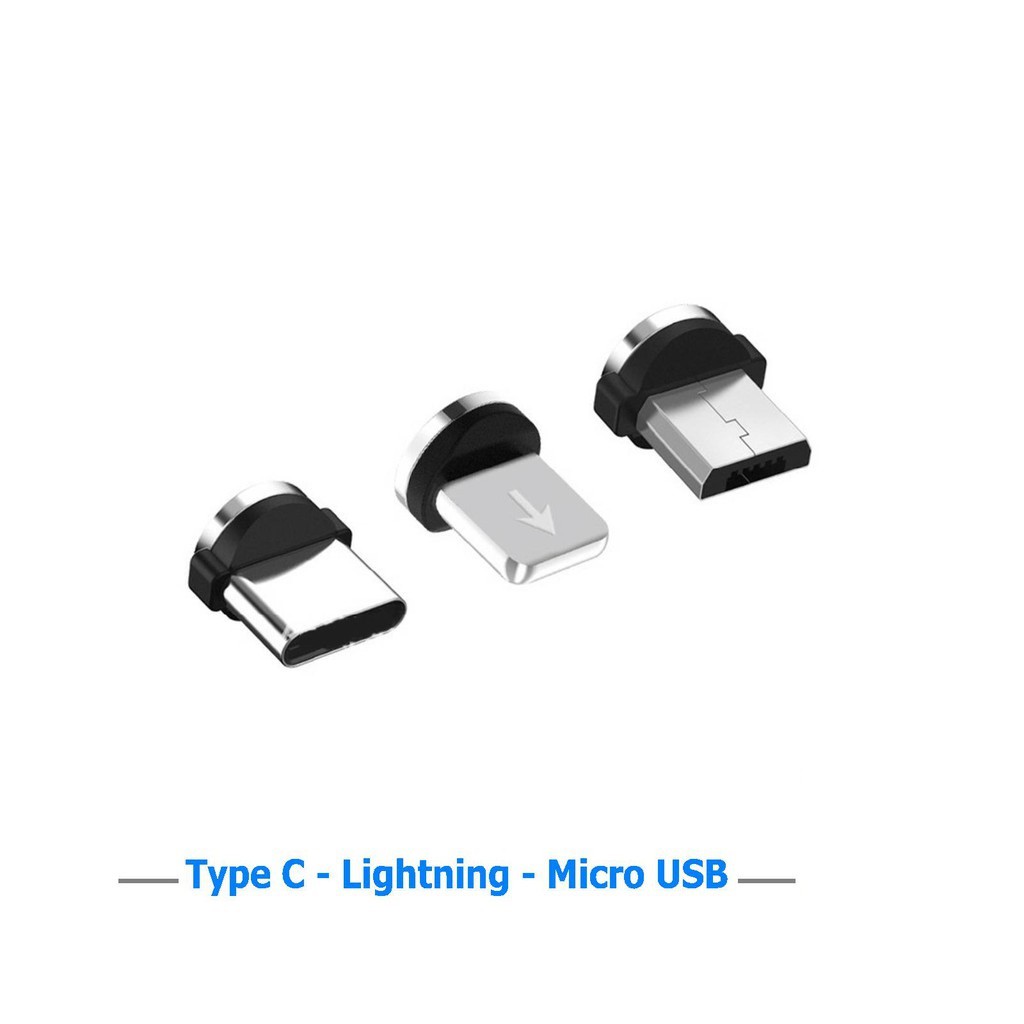 Đầu Sạc Nam Châm  𝘍𝘳𝘦𝘦𝘴𝘩𝘪𝘱  Sạc Điện Thoại 3 Đầu Micro USB / Type C / Lightning Hỗ Trợ Nhiều Dòng Máy