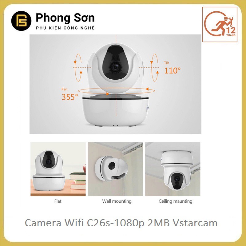 Camera wifi IP Vstarcam C26s Full HD 1080P , Bảo hành 12 tháng | BigBuy360 - bigbuy360.vn