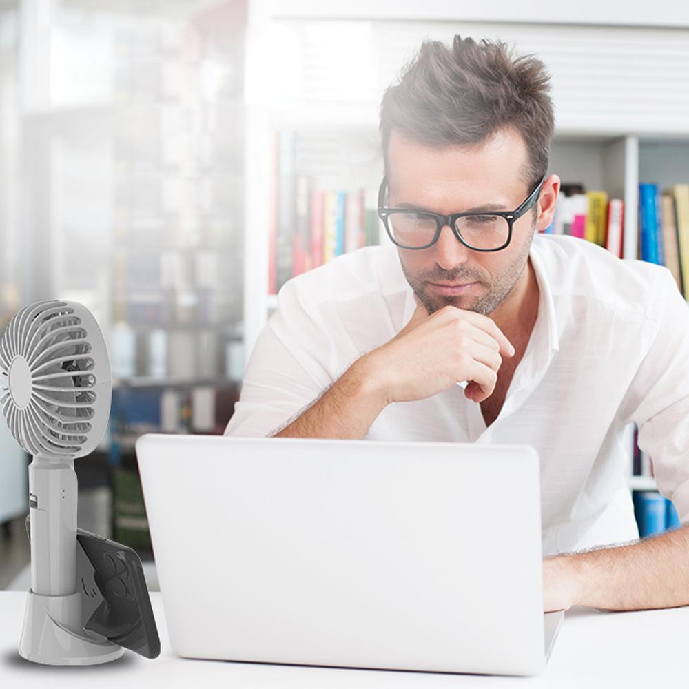 Quạt làm mát cầm tay 2000mAh có giá đỡ điện thoại sạc usb tiện dụng