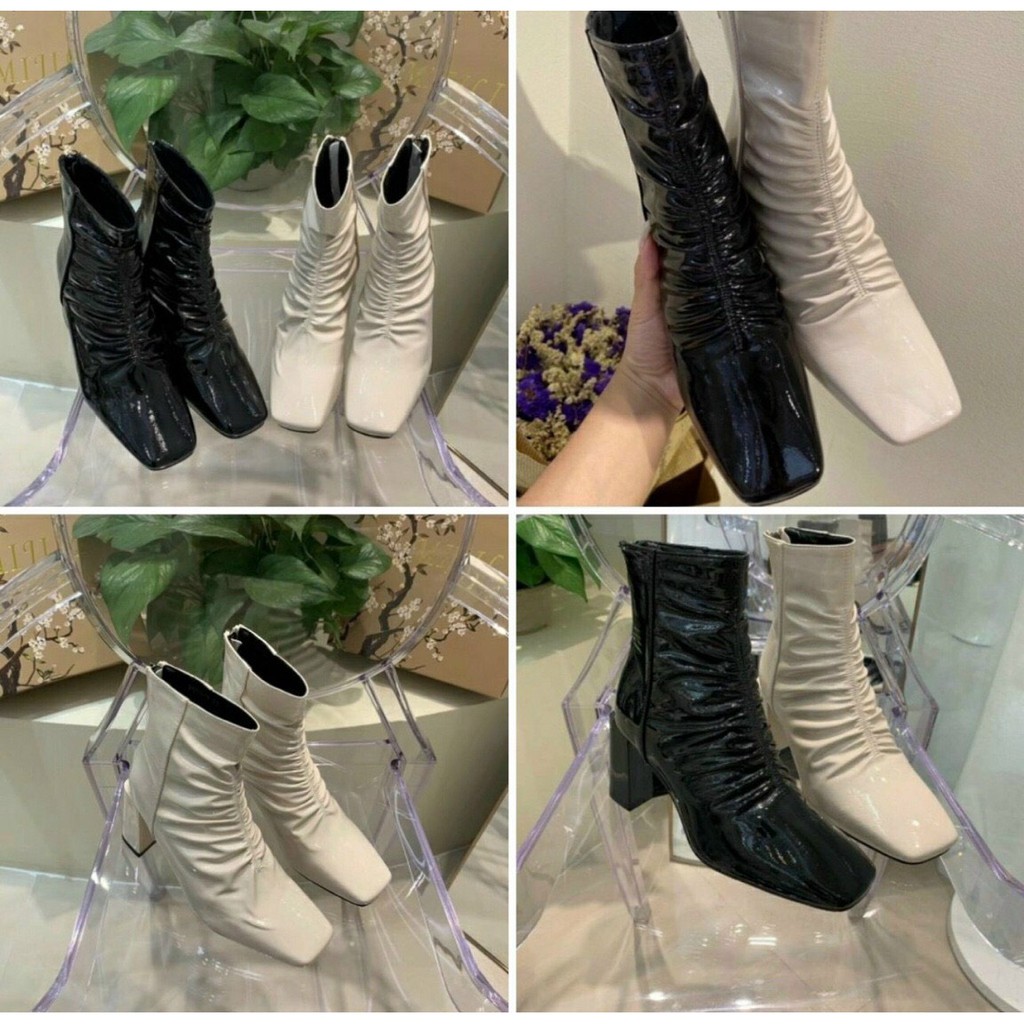 Boot Nữ Nhún Chun Trước Phối Khóa Sau , Boot Nữ chất Da Bóng cao 8 Phân ( Full Box F12 ) | BigBuy360 - bigbuy360.vn