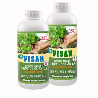 Phân bón thủy canh | Dung dịch thủy canh ăn lá| 2 chai 0,5 lít pha 1200 PPm