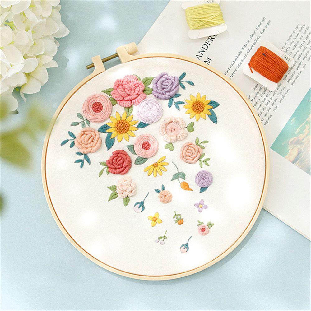 Bộ Tranh Thêu Treo Tường Họa Tiết Hoa Nhiều Màu Sắc Dành Cho Người Mới Bắt Đầu