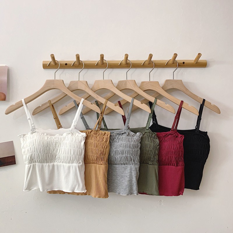 Áo 2 dây có mút đệm thiết kế nhún bèo ngực thời trang nữ quyến rũ