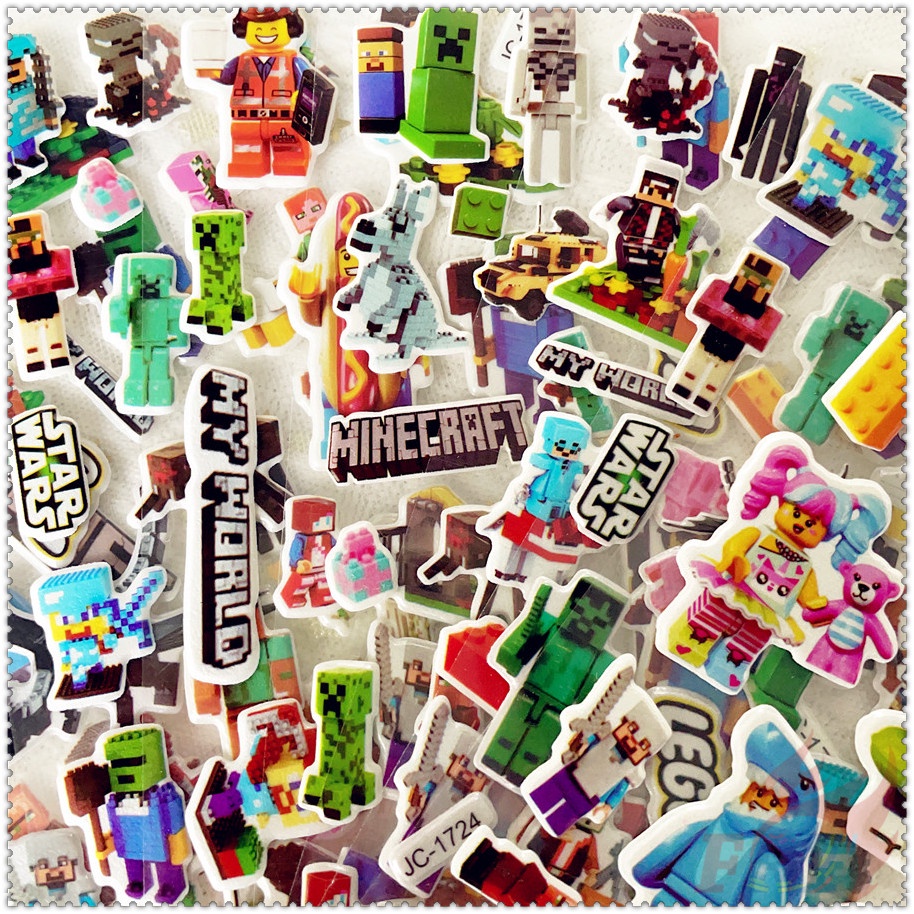 ❀ Miếng Dán Khen Thưởng DIY Minecraft Q-1 ❀ 1 Miếng Dán Bong Bóng 3D Bằng PVC Chống Nước