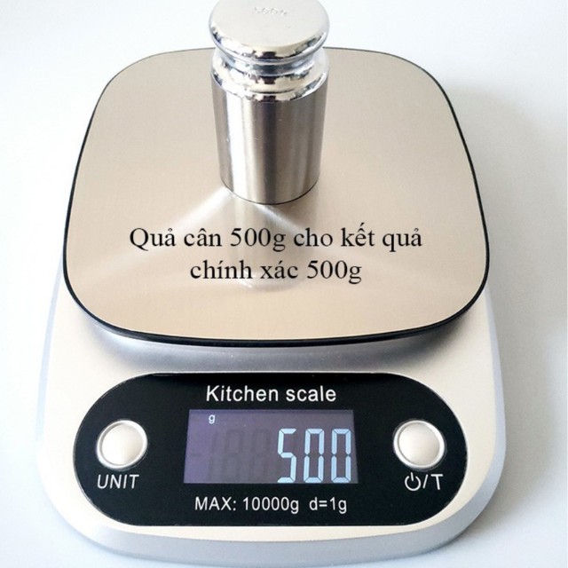 [ Hàng Mới Về ] cân điện tử nhà bếp Kitchen 10kg/1g chính xác xao ( màu bạc )